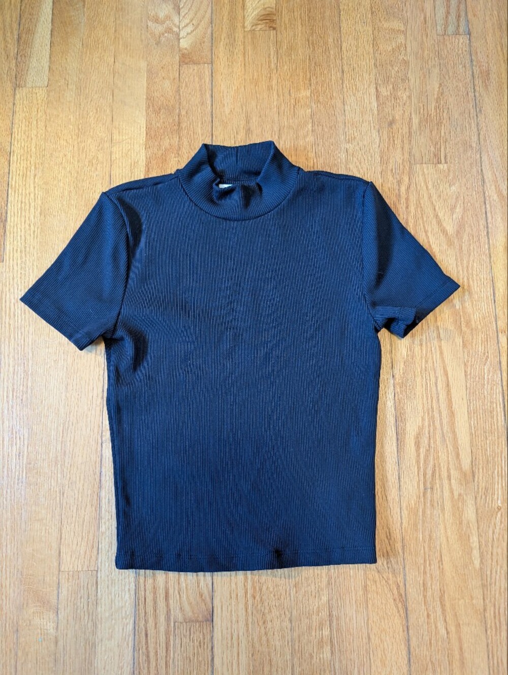 Aritzia Babaton FormaRib Mock Neck Short Sleeve Top Black - Size XS